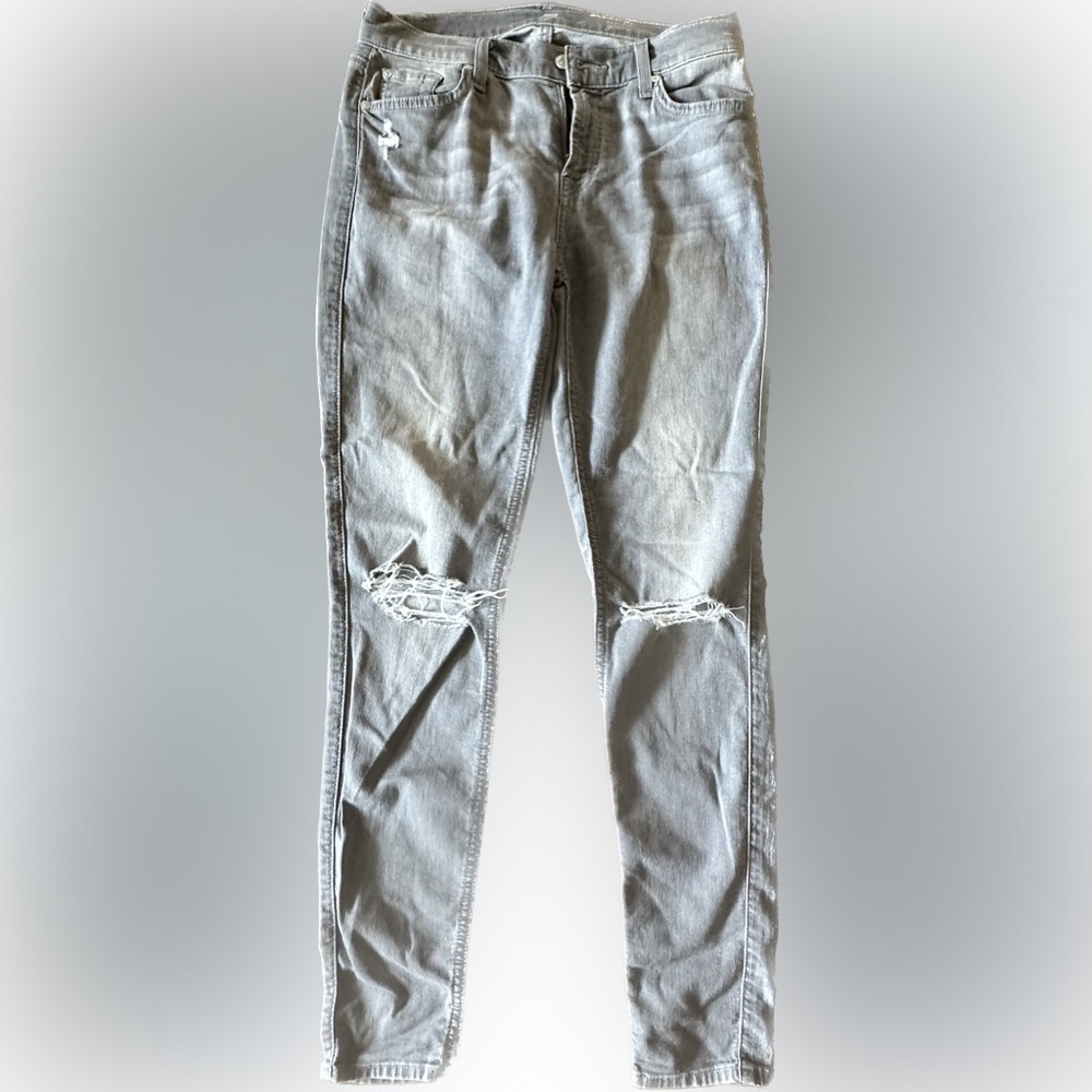 7 for All Mankind women’s jeans, grey, with knee holes, size 28